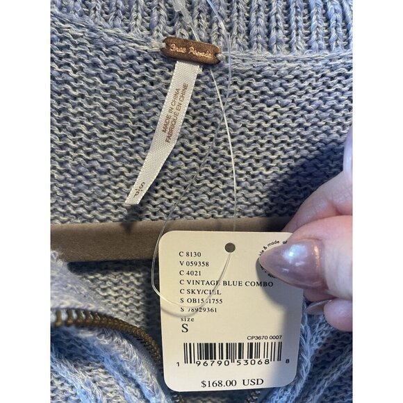 NWT Free People Mont Blanc Mini Sweater Dress Zip Up Collar Cable Knit Small - Picture 12 of 12